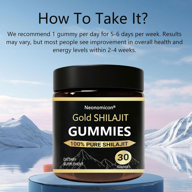 [Australia] - Shilajit Gummies for Men, Pure Himalayan Shilajit, 85+ Trace Minerals & Fulvic Acid, No Added Sugar Non-GMO, Energy Boost & Immune Support, 30 Gummies 
