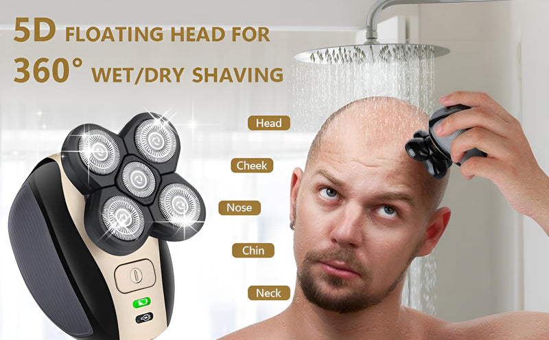 [Australia] - Five in one Razor USB Charging Cable, Instruction Manual, Cleaning Brush, Silicone Head, Barber Head, face wash Head, Nose Hair Device, Shaver 5 Knife Head, Limit Comb 