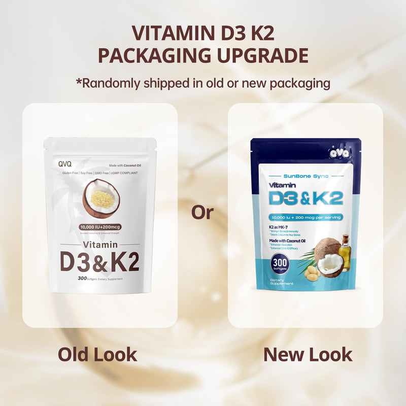 300 Pcs 2 in 1 Vitamin D3 10000 iu Plus K2 (MK-7) 200 mcg Virgin Coconut Oil Softgels with Vitamins D & K Supports Calcium Absorption, Bone, Immune, & Heart Health – Easy to Swallow 10000 IU Coconut Oil 300 Softgels