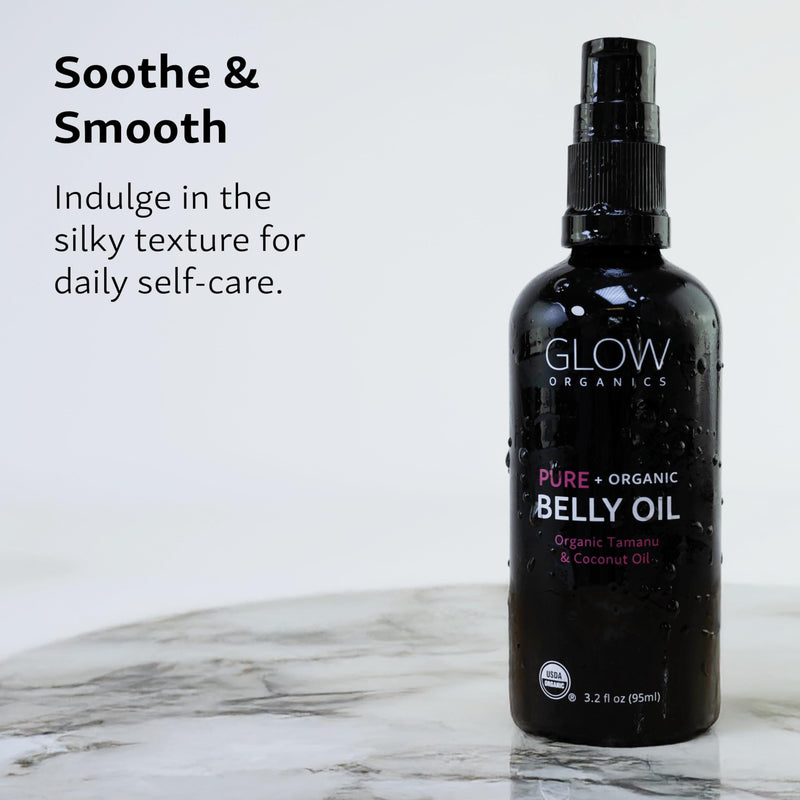 [Australia] - Glow Organics Belly Oil for Pregnancy, Prevents Stretch Marks & Scars, Organic Maternity Skincare, Fast-Absorbing, Pregnancy Safe Daily Ritual, 95ml 