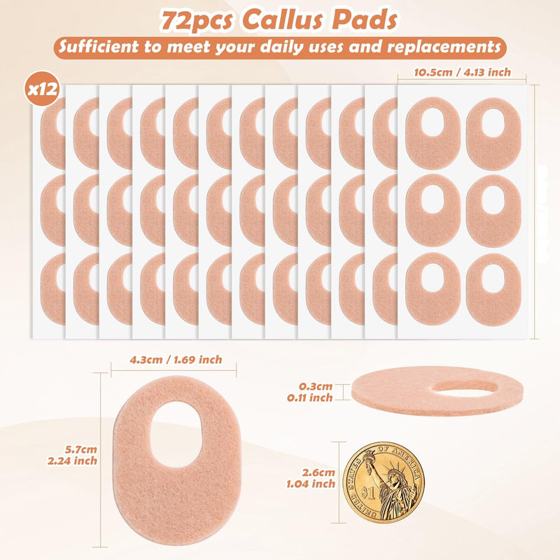 [Australia] - Shynek 72 Pcs Callus Pads Soft Felt Callus Cushion Pads for Bottom of Foot Self Adhesive Foot Callus Cushions, Corn Pads for Feet for Men and Women Pain Relief Foot Care, Beige, Oval Shape 