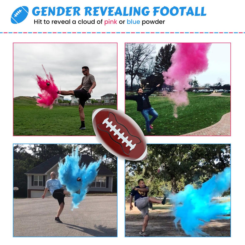 ZZPAKUE Gender Reveal Football Gender Reveal Kit Football with Powder Blue and Pink Boy or Girl Exploding Ball for Gender Reveal Games Baby Shower Party Supplies