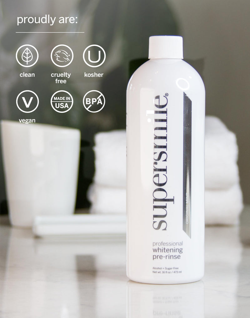 Supersmile Whitening Pre-Rinse, Original Mint, Alcohol-Free, 16 Fl Oz | Pre-Brush Mouthwash Primes Teeth for Whitening, Calprox® Powered, No Alcohol Burn, Daily Use, Veneer Safe
