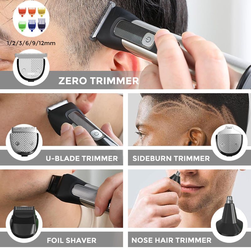 [Australia] - Beard Trimmer for Men – Stainless Steel Electric Razor & Shaver, Cordless Hair Clippers Grooming Kit, IPX7 Waterproof Nose Ear Face Body Trimmer, USB-C Rechargeable with Travel Lock, Gifts for Men 