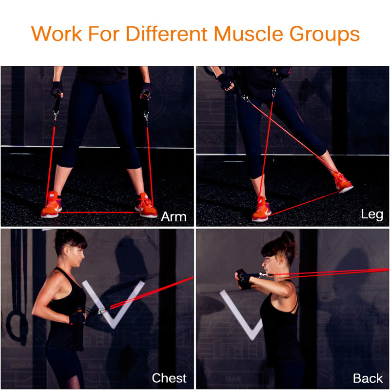 [Australia] - Resistance Bands Set, Workout Bands with Handles, Door Anchor, Ankle Straps and Carry Bag, Exercise Bands for Shape Body and Home Workouts 10-100 LBS Assorted 