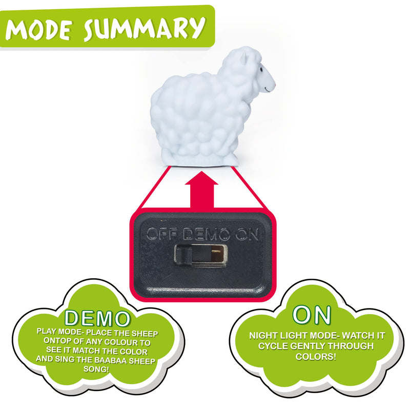[Australia] - WOW! STUFF CoComelon Toys Musical Color Learning Sheep | Changes to Match Colors | Plays Baa Baa Black Sheep Nursery Rhyme | Night Light Sleep Soother mode | for Girls and Boys | Ages 2+ 