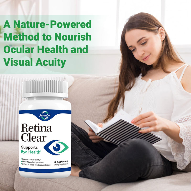 Retina Clear Eye Health Supplement - Supports Normal Vision Health - Lutein, Bilberry & Vitamins for Visual Clarity & Eye Strain Relief - 60 Capsules