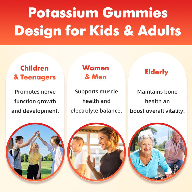 [Australia] - softbear Potassium Gummies for Adults, Sugar Free Potassium Chloride Gummies 1200mg Support Leg Cramps & Electrolyte Balance High Potency Potassium Supplement, Strawberry Flavor 120 Count 60 Count (Pack of 2) 