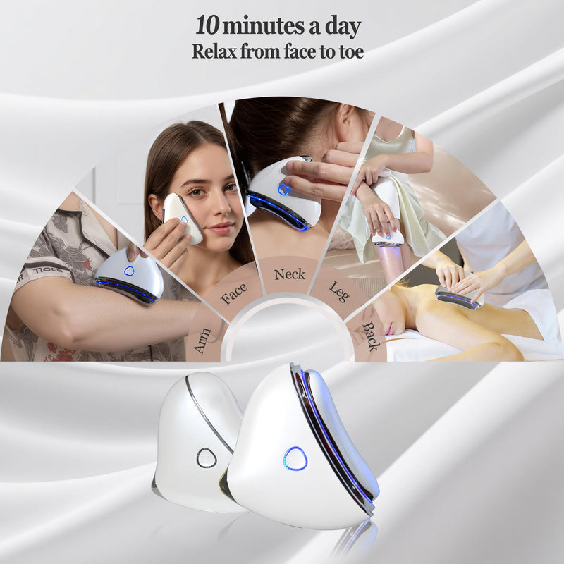 Gua Sha Device,Stainless Steel Gua Sha Facial Tools with Heat and Vibration, 4-in-1 Red Light Therapy for face,Electric gua sha face Massager, Pocket-Friendly Household Beauty Device