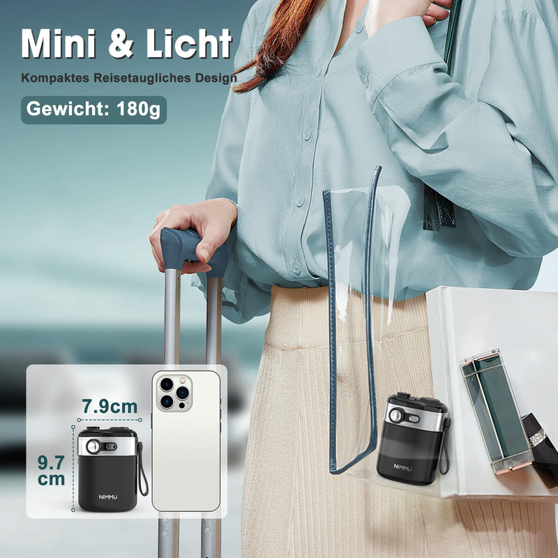 [Australia] - Travel Oral Irrigator Wireless, Mini Portable Water Flosser, Nimmu Oral Irrigator Small Travel Electric Tooth Cleaner Unlimited Gear Adjustment & 3 Nozzles, Electric Tooth Cleaning, 35 Day Running Time Black 