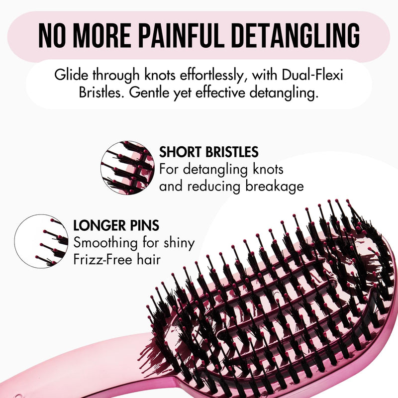 Detangling Brush - Vented for Fine, Wavy, Straight, Curly or Thick Hair, No-Pull Design (Pink Chrome) Pink Chrome