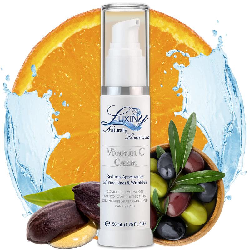 Luxiny Vitamin C Moisturizer for Face & Neck, Wrinkle Defense Face Cream for Women Age Fighting Lotion, Jojoba Oil, Day/Night Cream Moisturizer, Reducing Hyperpigmentation plus Antioxidant Protection