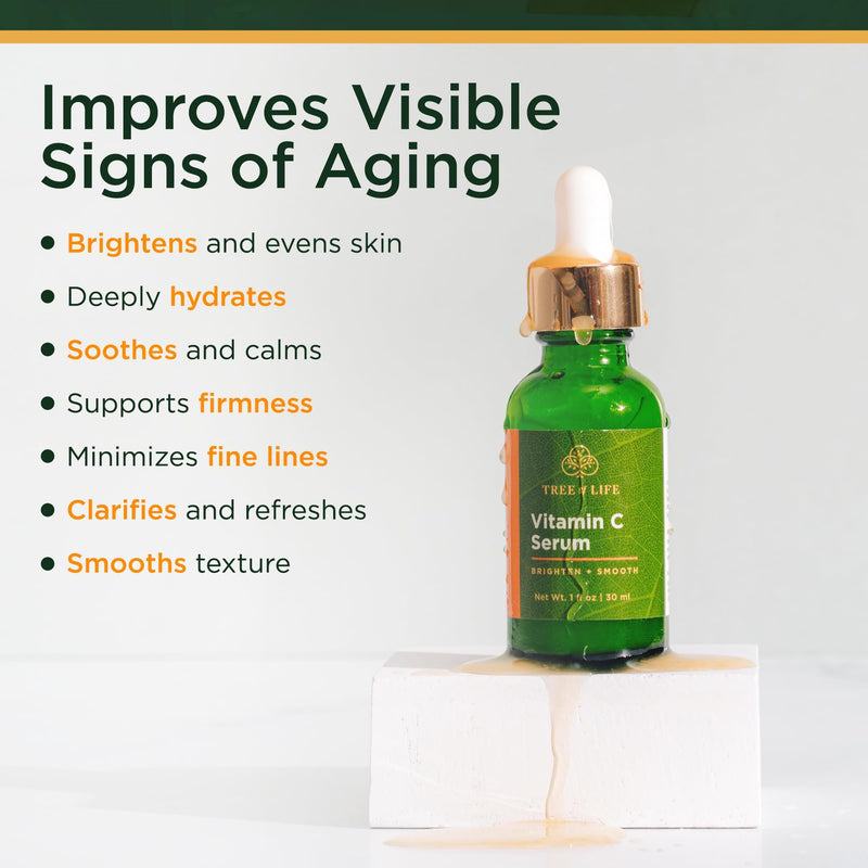 Tree of Life Vitamin C Serum for Face, Dark Spots Remover Face Oil, 1 Fl Oz | Brightening Vitamin C serum for face. Hydrating face oil that targets dark spots and fine lines for clear skin. 1 Fl Oz (Pack of 1) 01. Vitamin C