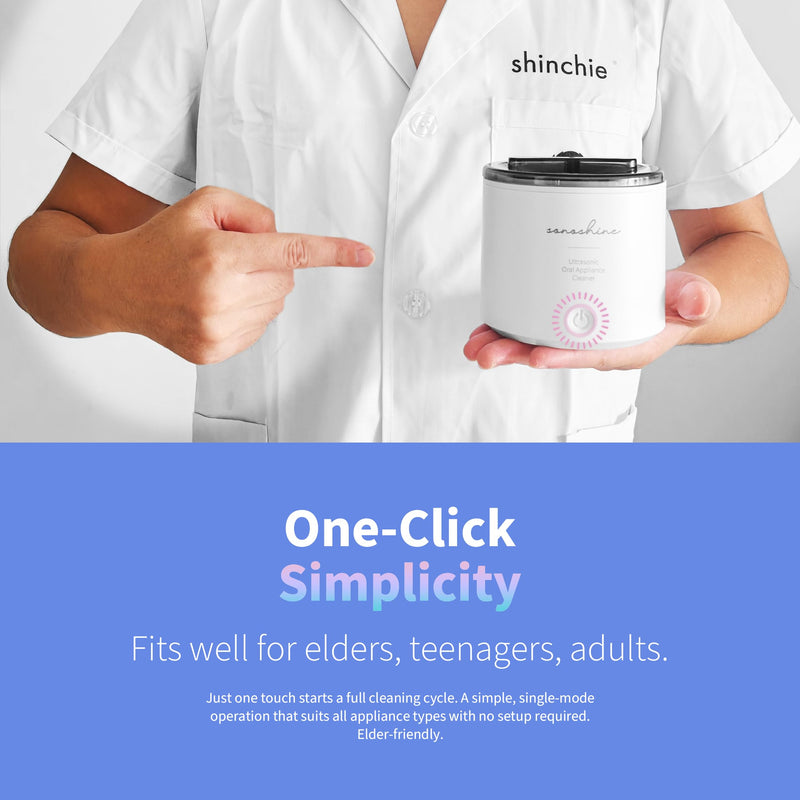 [Australia] - Ultrasonic Retainer Cleaner ‚Äì Auto-Adjust 39-48kHz Electric Cleaner for Aligner, NightGuard, Mouth Guard, Denture & More | Easy & Quiet White 