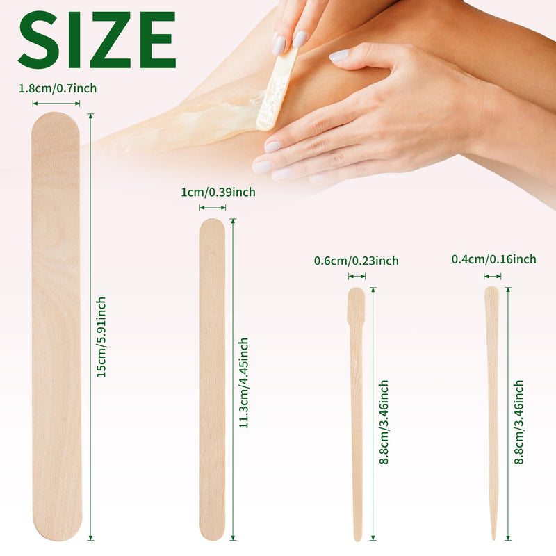 [Australia] - 1200Pcs Waxing Sticks - 4 Style Assorted Wood Wax Sticks for Body Face Hair Removal, Eyebrow Lip Nose Small Waxing Applicator Sticks, Wax Spatula Applicator Wooden Craft Sticks 1200-4style waxingsticks 
