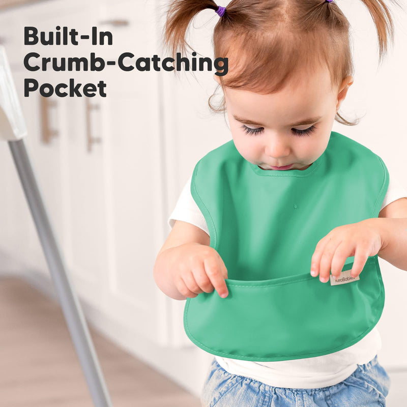 [Australia] - 3-Pack Waterproof Baby Bibs for Eating - Lightweight Baby Bib with Food Catcher, Mess Proof Toddler Bibs, Waterproof Bibs for Baby Boys, Baby Girls, Feeding Bibs, Drool Bibs, Baby Food Bibs (Basics) Basics 