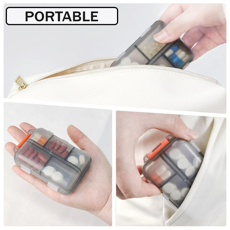 4PCS Travel Pill Organizer Portable Pocket Pill Case Small Pill Box for Purse Medicine Organizer Have 10 Compartments Storage Vitamin Fish Oil by INVODA (4 Pack+Lables) 4 Pack+lables