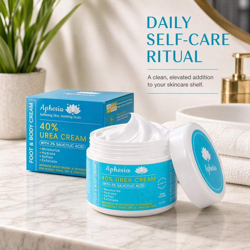 Urea Cream 40 Percent for Feet Maximum Strength w/ Vitamin E & 2% Salicylic Acid, Non-Greasy Formula Foot Cream for Summer Dry Cracked Heels - Intense Moisturizer Callus Remover for Hands, Foot, Body Camellia-Mild 5.3 Ounce (Pack of 1)