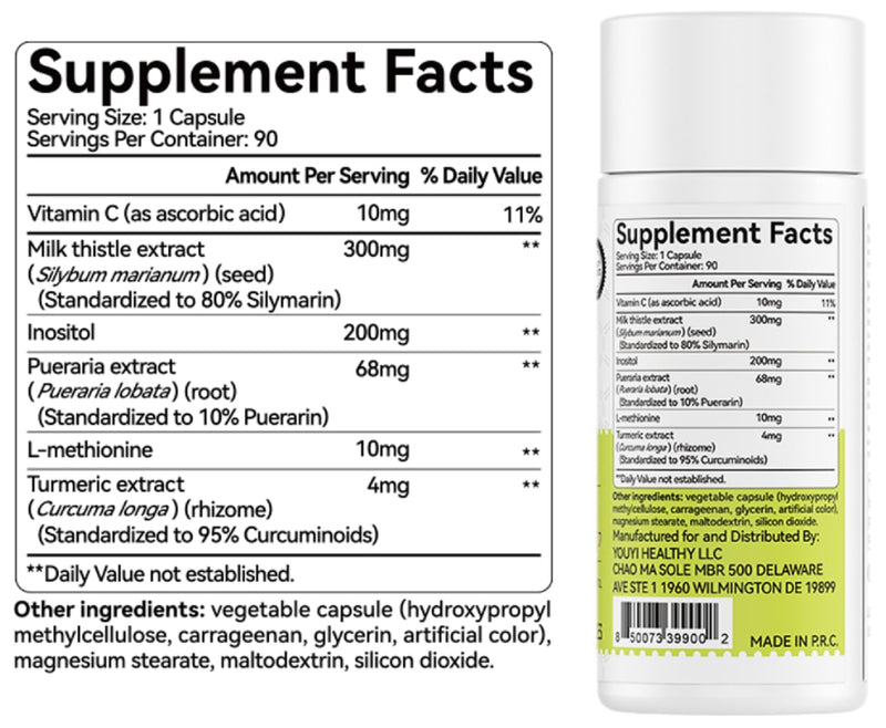 [Australia] - OxyEnergy Silymarin Milk Thistle 300mg Extract with Vitamin C, Inositol & Pueraria, Liver Detox & Repair Support, Antioxidant Support, 90 Vegetarian Capsules 1 