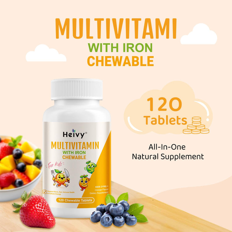 [Australia] - New Children Multivitamin Chewable - 120 Tablets for Bone, Eye, and Vitamin Health - Supports Growth and Development with Vitamin D3, C & B-Complex 