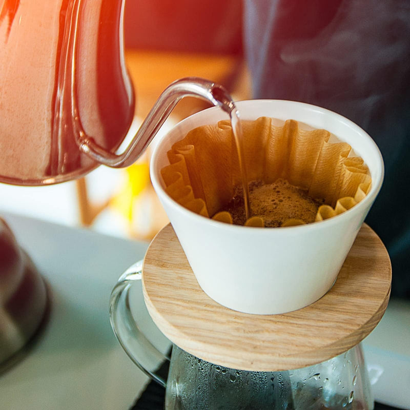 [Australia] - 2-5 Cup Coffee Filters, Pack of 100 Unbleached Coffee Filters 5 Cup, Thicken Natural Coffee Filter Basket for Commercial, Home Coffee Maker, Pour Over Coffee Kit (Brown, W02) Brown 