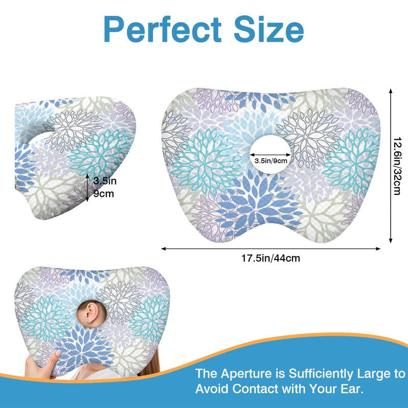 [Australia] - Ear Piercing Pillow for Side Sleepers Pillows with Holes for Ear Pain,Donut Pillow for Ear Side Sleeping Pillow for Adults CNH Ear Pain Relief Pressure Sores Ear Pillow with Hole in Center Blue 