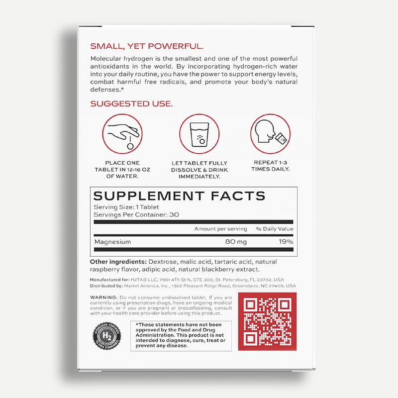 [Australia] - Molecular H2TAB Hydrogen Tablets with Magnesium -12 PPM Hydrogen Tablets for Drinking Water -Rich in Antioxidants, Supports Cellular Health, Recovery & Cognitive Function (30 Counts, Raspberry) 30 Count (Pack of 1) 