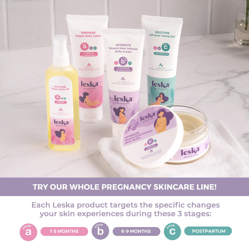[Australia] - Leska Maternity Cream 2-Pack | STAGE B: HYDRATE Stretch Mark Defense Belly Cream & Butter (Pregnancy Months 6-9) | Part of a Complete 3 Part Pregnancy Skin Care System (4-4.93oz) 4-6 Months, Belly Butter & Cream 2-Pack 