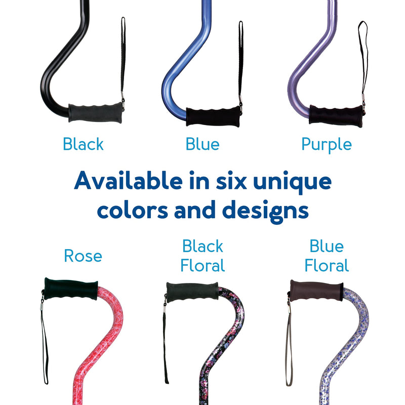 [Australia] - Carex Health Brands Ergo Offset Cane with Soft Cushioned Handle - Adjustable Walking Cane, Blue, 29-38 Inch (Pack of 1) 