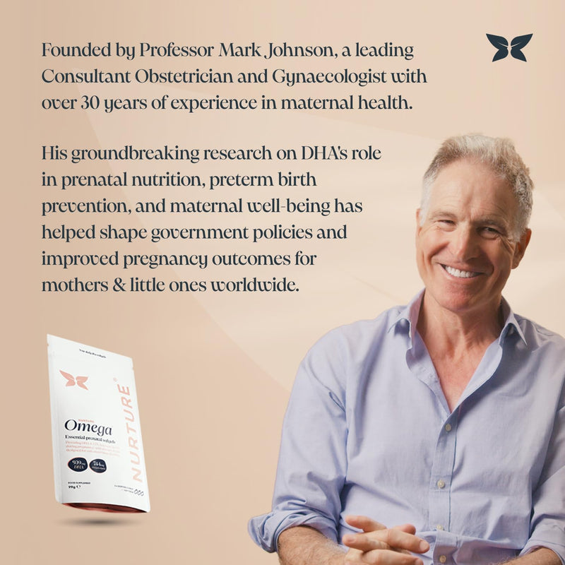 Nurture® Pregnancy Omega 3 | 600mg DHA & 120mg EPA Proven 5-1 Formula | Professor Formulated | Supports Baby Brain & Eye Development | Prenatal, Fertility & Breastfeeding | 56 Softgels | Made in UK