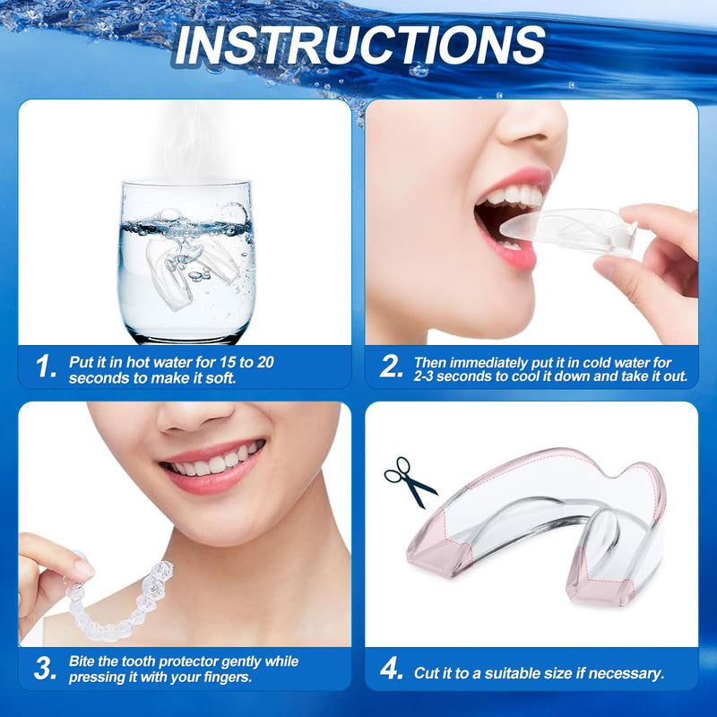 [Australia] - Soodyoow Pack of 4 nighttime grinding splints, 2 sizes, teething splints, nighttime bite splints, anti-snoring splints, bite protection for teeth, improves sleep quality 