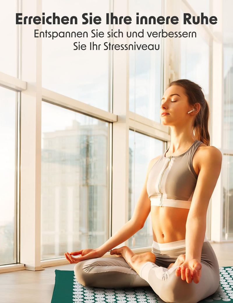 [Australia] - LifeGoods Acupressure Mat with Pillow - Accupressure Mat - Accupressure Mat+ - Acupressure Mat - Acupuncture Mat - Massage Mat - Back - Spiked Mat - Fakir Mat - Nail Mat - Acupressure Mat Green & White 