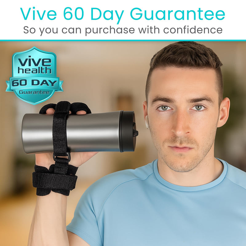 Vive Stroke Hand Brace - Rehabilitation Splint Glove for Elderly Patients - Finger Therapy Recovery Equipment - Physical Aid for Active Grip Support & Stability for Hemiplegia, Quadriplegic, Paralysis