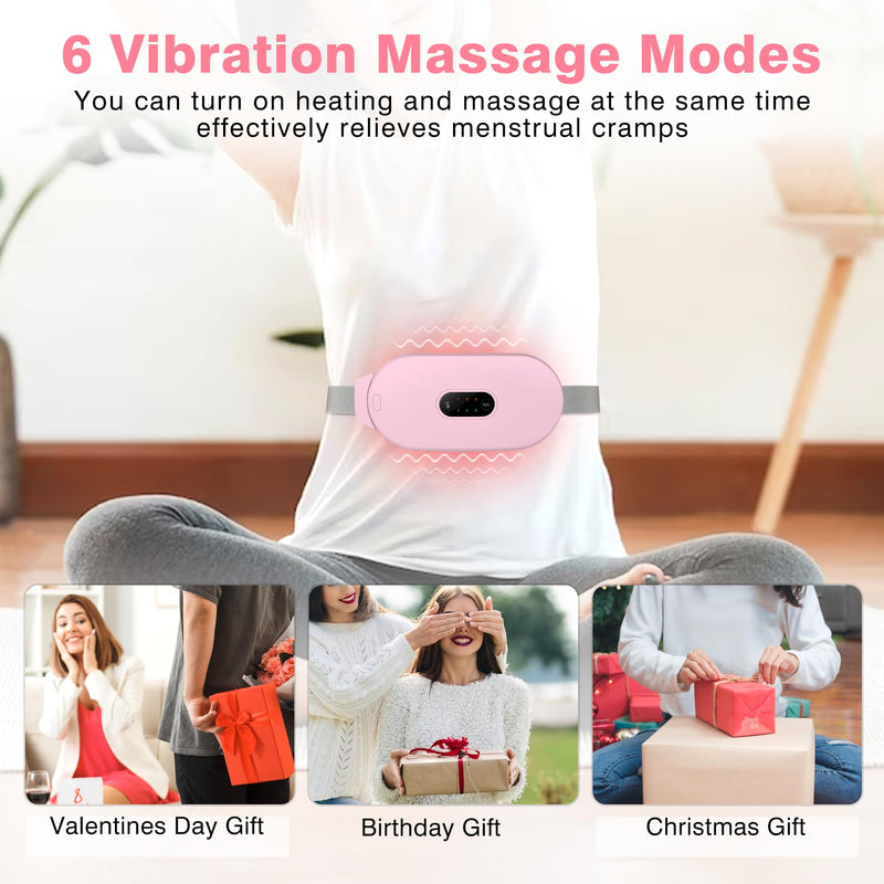 [Australia] - Heating Pads, Glyduny Period Cramp Massager Portable Cordless Heating Pad with 6 Heat Levels and 6 Massage Modes for Back Pain Relief Menstrual Heating Pad (Pink) Pink 