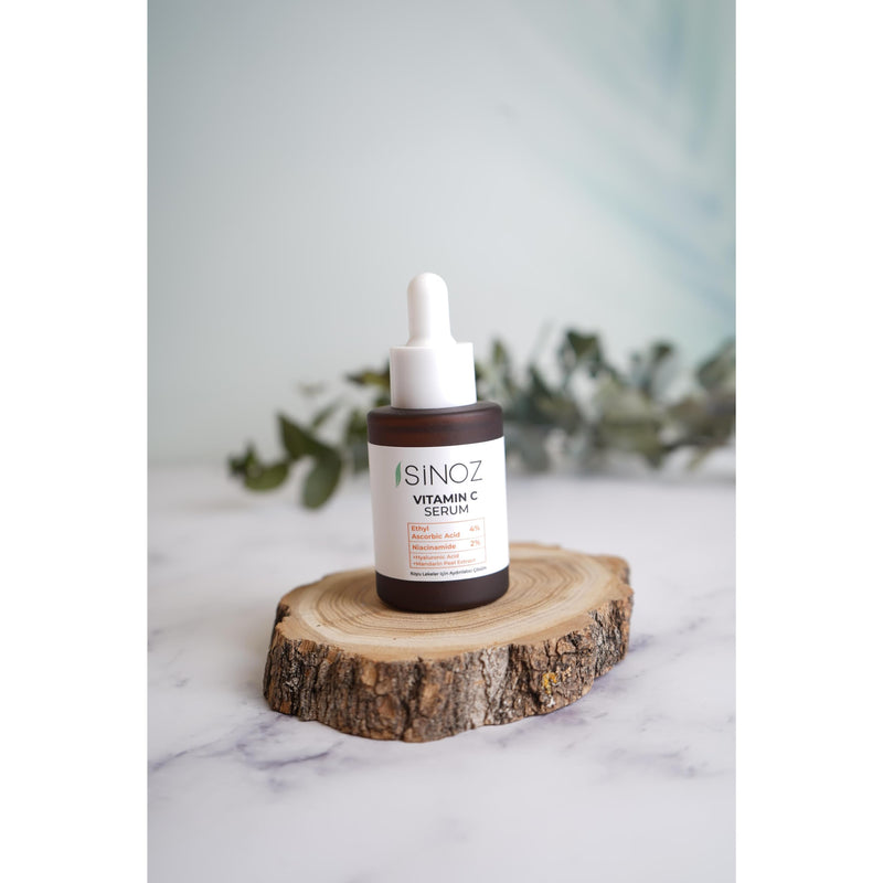 Sinoz Vitamin C Brightening Face Serum | With Hyaluronic Acid & Vitamin C%4 + Niacinamide%2 | Evens Skin Tone, Fades Dark Spots & Fine Lines | Lightweight & Fast Absorbing | 30 ml