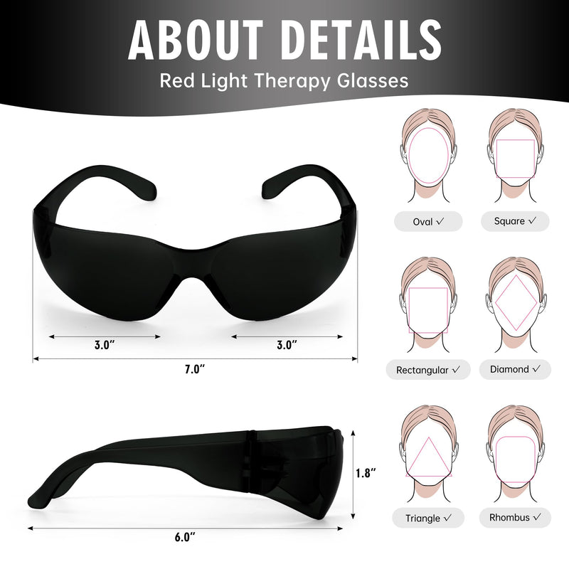 [Australia] - Red Light Therapy Glasses, Eyes Protection for Tanning Goggles,IPL Glasses 600-900nm Laser Cosmetology Operator Eye Protection with Case (Black) Black 