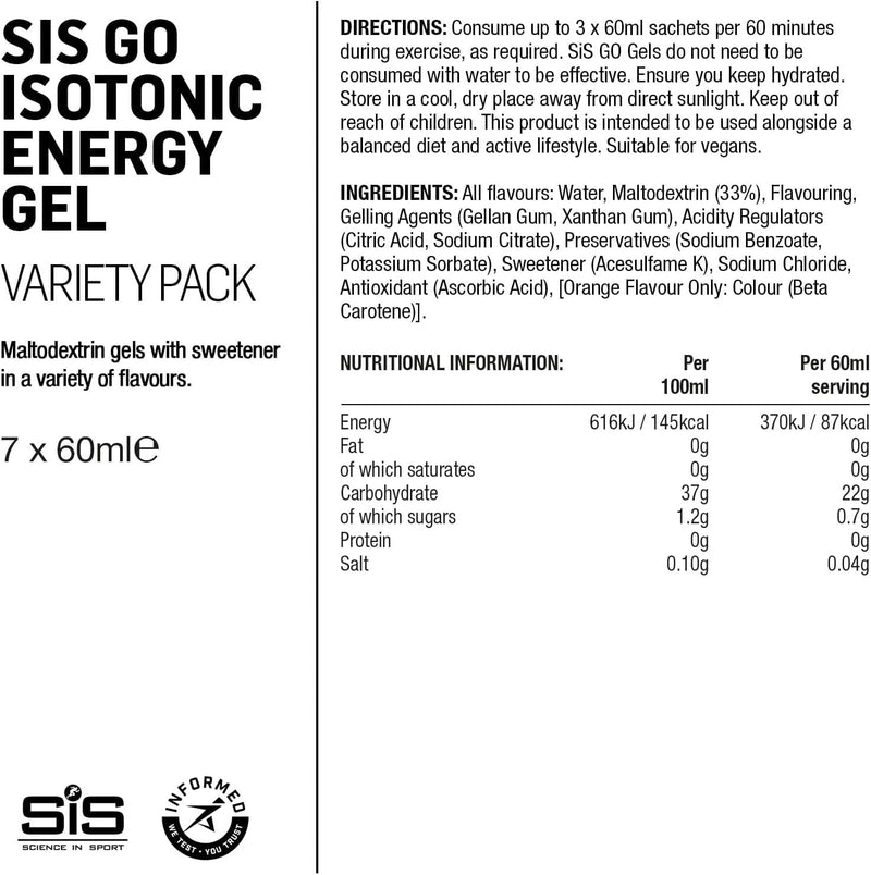 [Australia] - Science in Sport 60 ml Energy Gel Variety - Pack of 7 