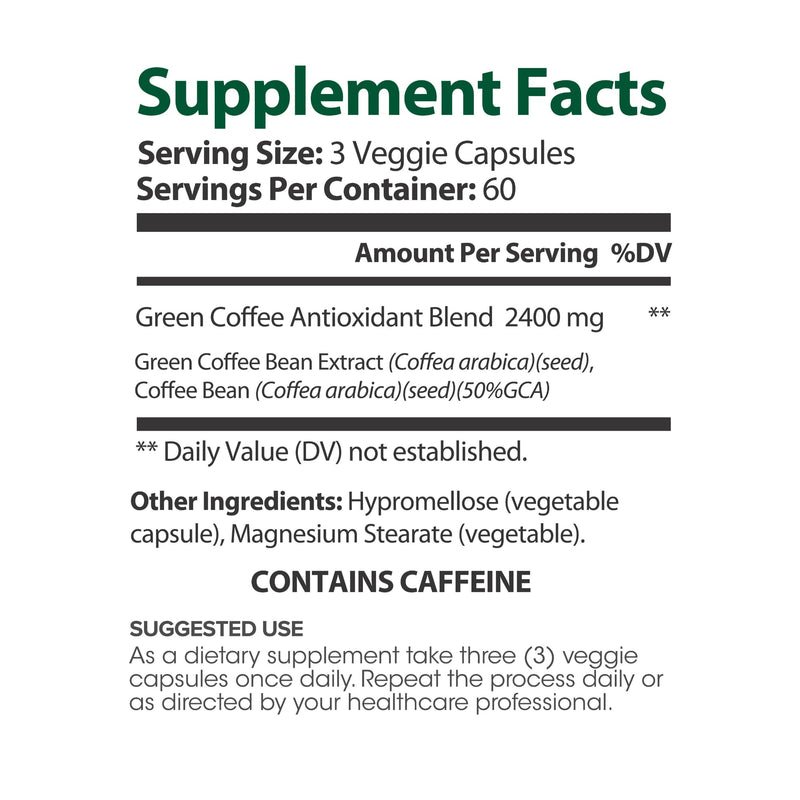 [Australia] - Green Coffee Blend for Women ‚Äì 2400mg Per Serving ‚Äì with Green Coffee Bean Extract ‚Äì 180 Veggie Capsules ‚Äì 60 Servings ‚Äì Non-GMO & Gluten-Free (180 Count (Pack of 1)) 180 Count (Pack of 1) 