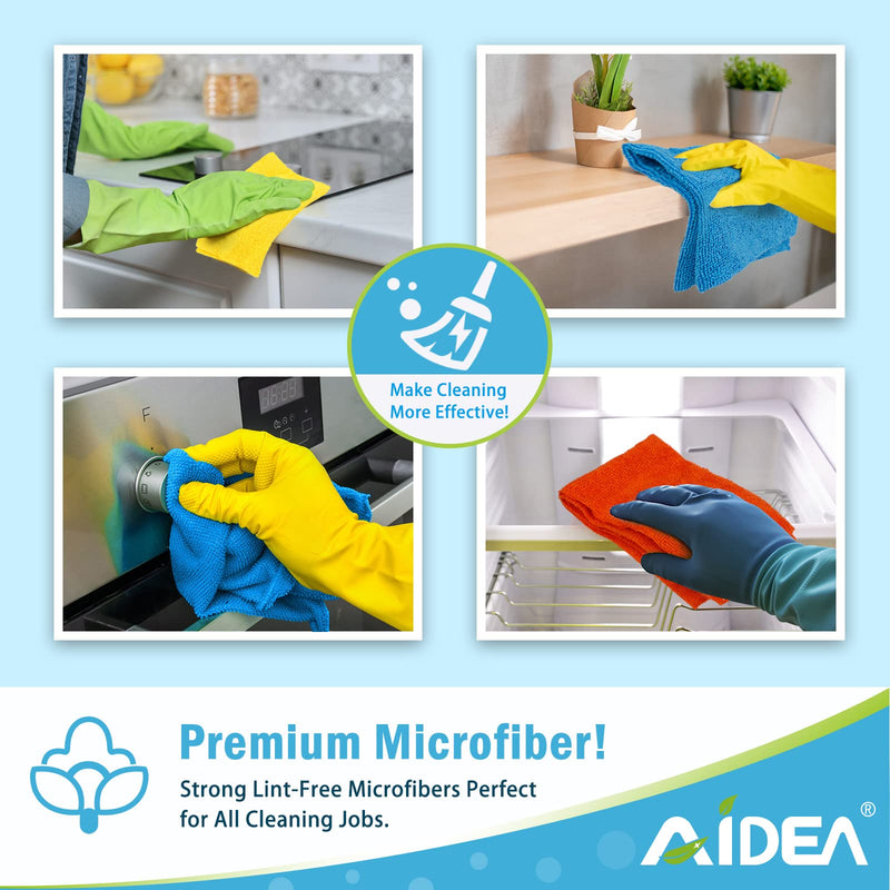 [Australia] - AIDEA Microfiber Cleaning Cloths-8PK, All-Purpose Cleaning Towels, Soft Absorbent Cleaning Rags Kitchen Towels, Lint-Free Dusting Cloth for House, Kitchen, Car, Window-(12in.x 12in.) Blue/Yellow 8 PK 