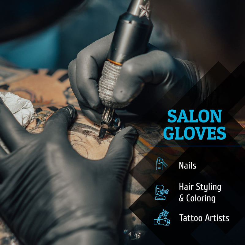 [Australia] - Hand-E Touch Black Nitrile Disposable Gloves - Latex Free BBQ, Tattoo, Hair Dye, Cooking, Mechanic Gloves 50 Large 