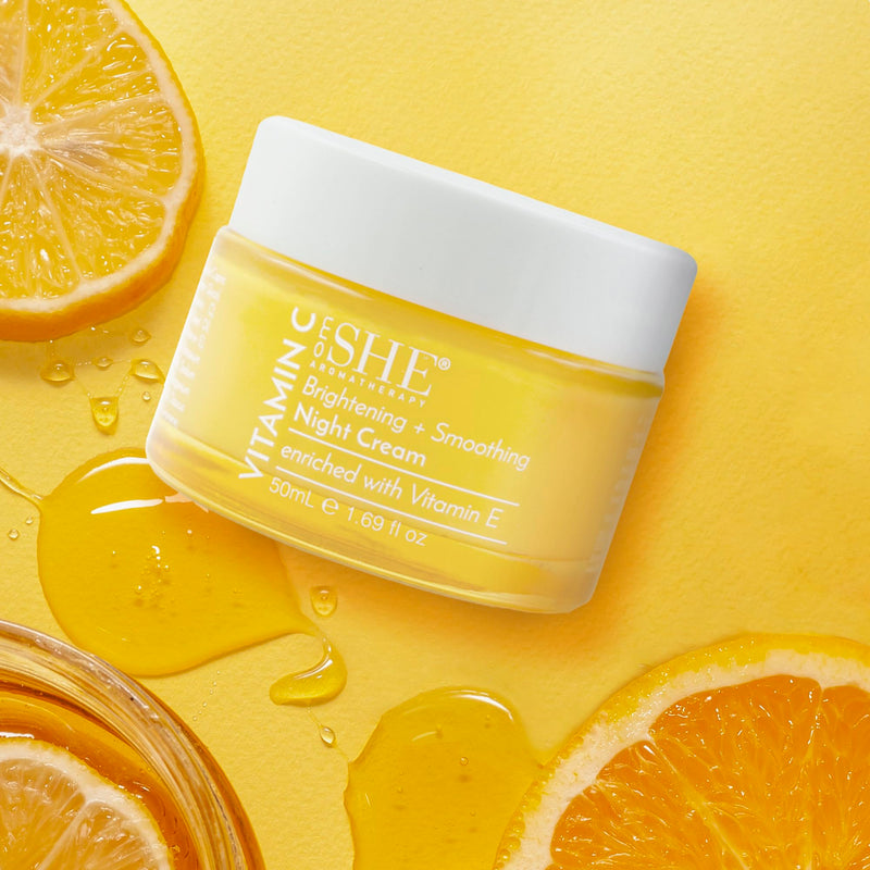 Om She Aromatherapy Vitamin C Night Cream 1.69fl oz - Brightening aand Smoothing, Squalane, Rosehip Oil. Australian Made.