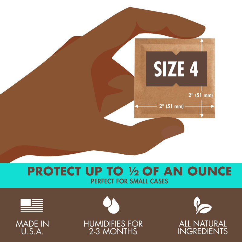 [Australia] - Boveda 62% Two-Way Humidity Control Packs For Storing ½ oz – Size 4 – 10 Pack – Moisture Absorbers for Small Storage Containers – Humidifier Packs – Hydration Packets in Resealable Bag 62% (More Sticky) 