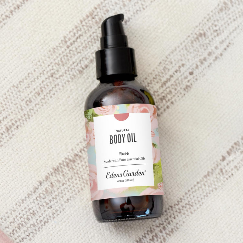 Edens Garden Rose Body Oil – Bath, Body & Massage Oil with Pure Essential Oils & Vitamin E, Moisturizing Floral Aromatherapy for Skincare, 4 fl oz (118 ml) 4 Fl Oz (Pack of 1)