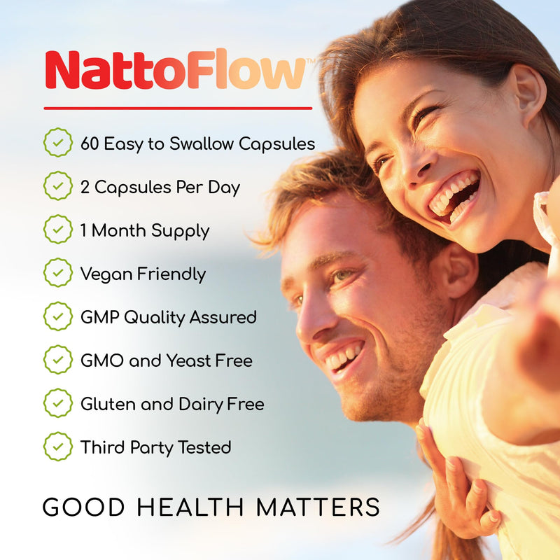 NattoFlow - 200mg 4000 FUs - High Strength Nattokinase Supplement for Heart Health - Plus Black Seed, Sea Moss, Green Tea, Dandelion, NAC, Coriander, Fennel, Selenium, Vitamin D3-60 Vegan Capsules
