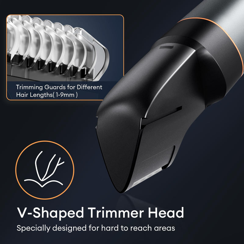 [Australia] - kensen Body Hair Trimmer for Men - Manscape 3-in-1 Beard Trimmer for Men, Men's Groin & Pubic Hair Trimmer IPX6 Waterproof Wet/Dry Electric Razor for Mens Cordless Hair Clippers for Mens Shaver (Gray) Gray 