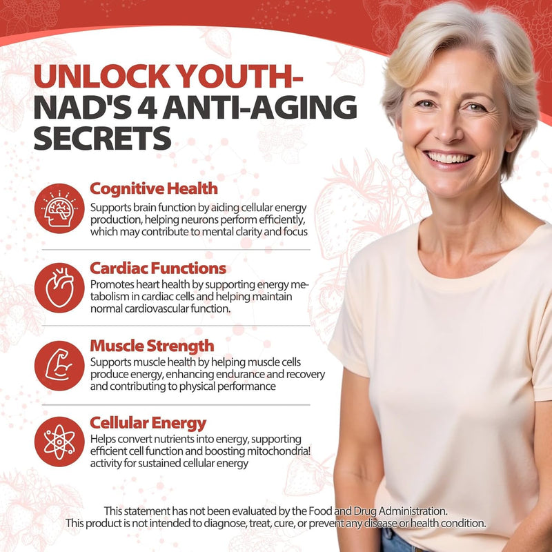 NAD+ Supplement, High Purity 1000mg NAD+ & Trans Resveratrol, Nicotinamide Riboside for Energy & Anti Aging, Metabolism & Brain Boost for Men & Women, Promote Longevity & Vitality, 30 Packs