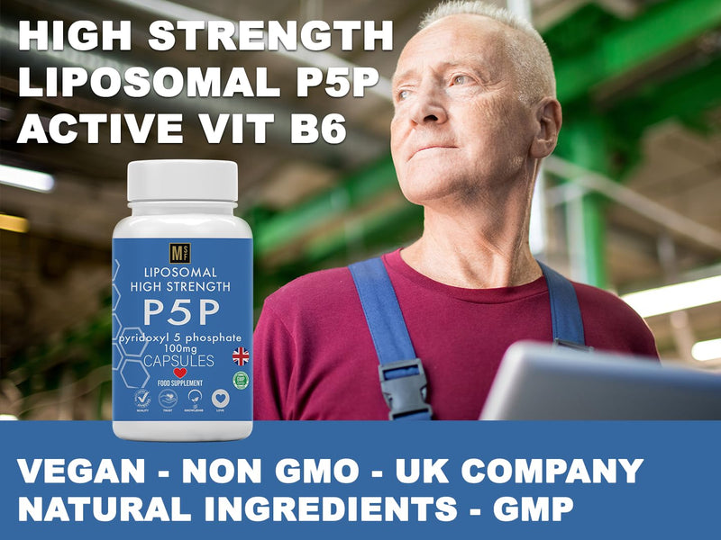 P5P Vitamin B6 (Pyridoxal 5 Phosphate) 100 mg per Capsule | 180 High Strength Capsules | 6 Months Supply - 1 A Day | Active Form of Vitamin B6 | Vegan | Non GMO| UK Company