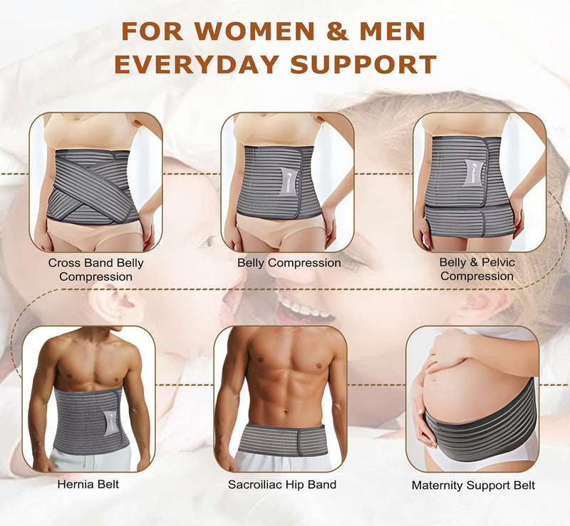 [Australia] - Abdominal Binder Post Surgery, Postpartum Belly Band – C Section Belly Binder Support Belt, Post Surgery Compression Garment, Stomach Wrap, Hernia Belt for Women & Men, 2-in-1 L/XL 
