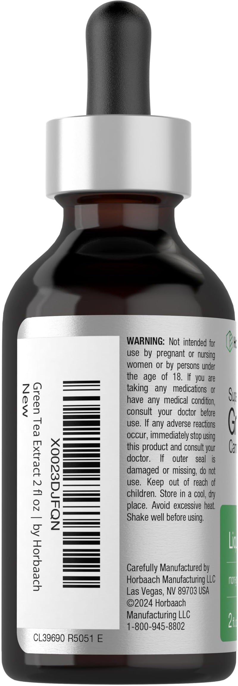 Horbäach Green Tea Extract Liquid | 2 Fl Oz | Alcohol Free, Vegetarian Tincture | Super Concentrated Supplement | Non-GMO, Gluten Free