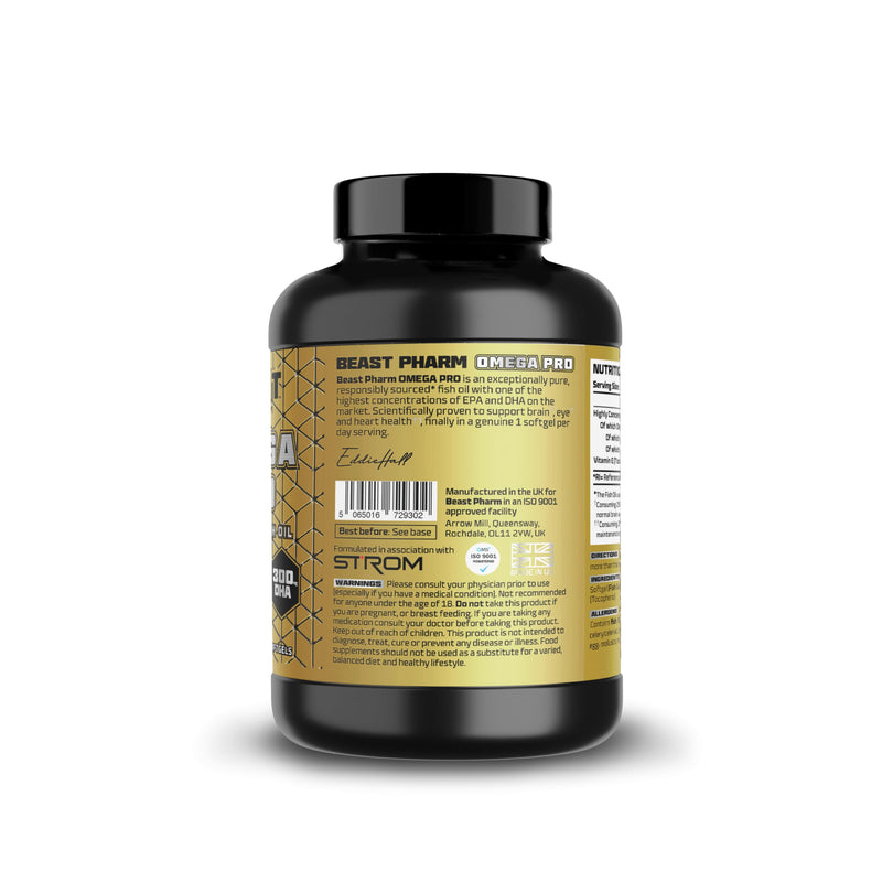 Beast Pharm Omega 3 Capsules High Strength 1000mg per Capsule - 90 Softgels, 3 Month Supply - Omega 3 Fish Oil Triple Strength Supplements 600mg EPA, 300mg DHA 90 count (Pack of 1)